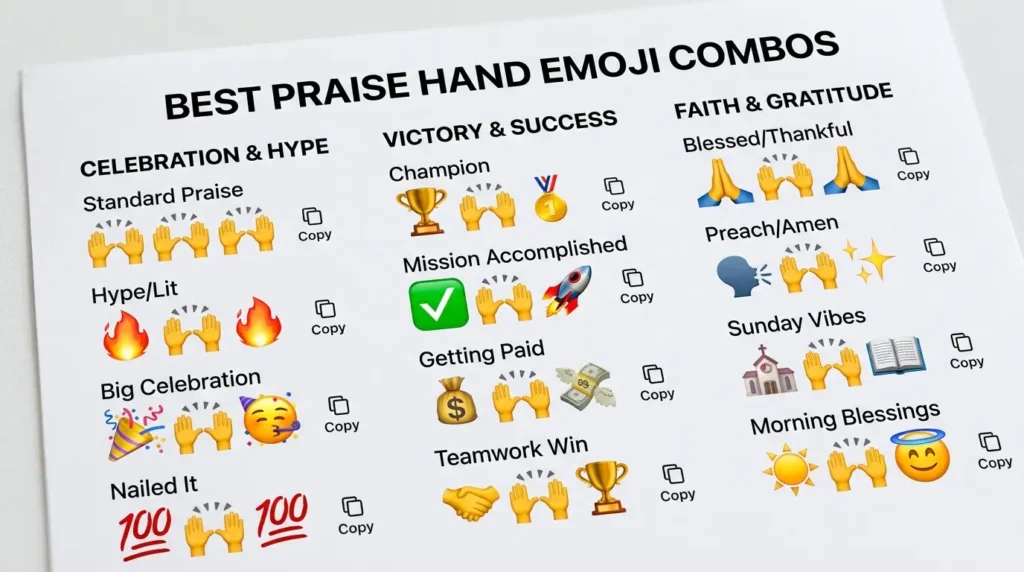 Best Praise Hand Emoji combos copy & paste