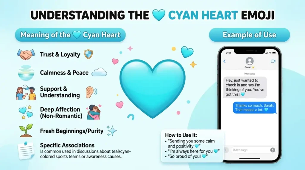 Cyan Heart Emoji (Meaning and Example)