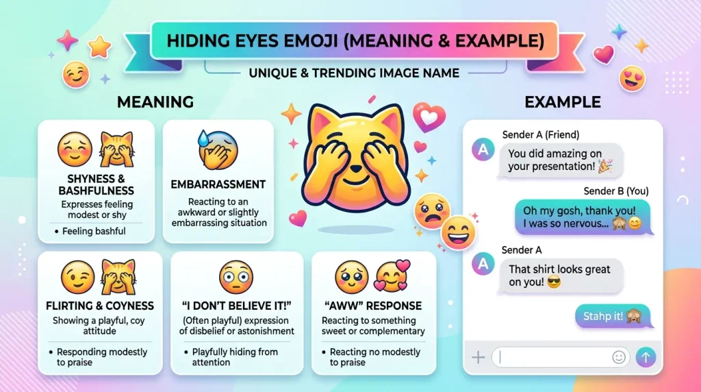 Hiding Eyes Emoji Meaning & Example
