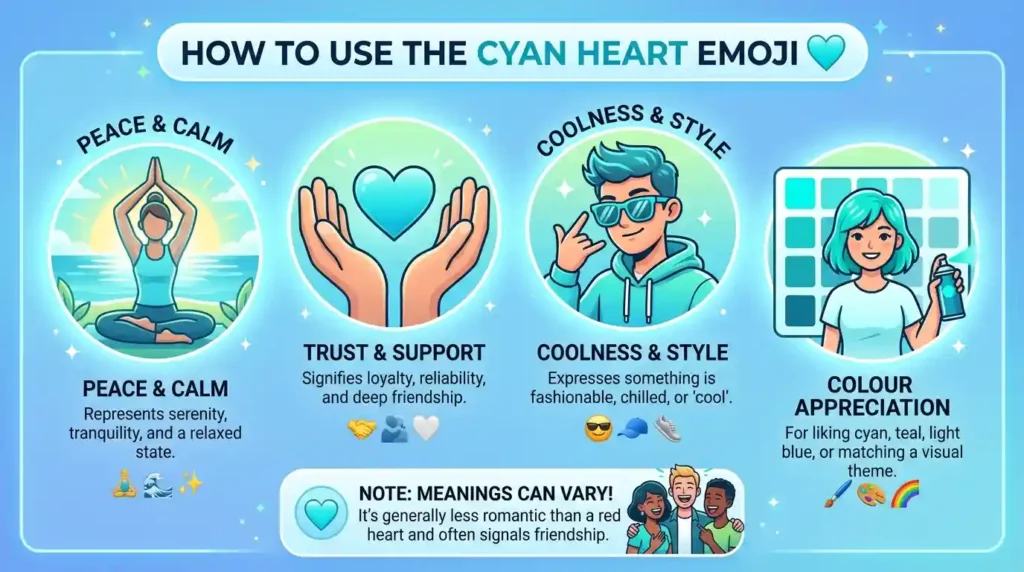 How to use Cyan Heart Emoji the right way