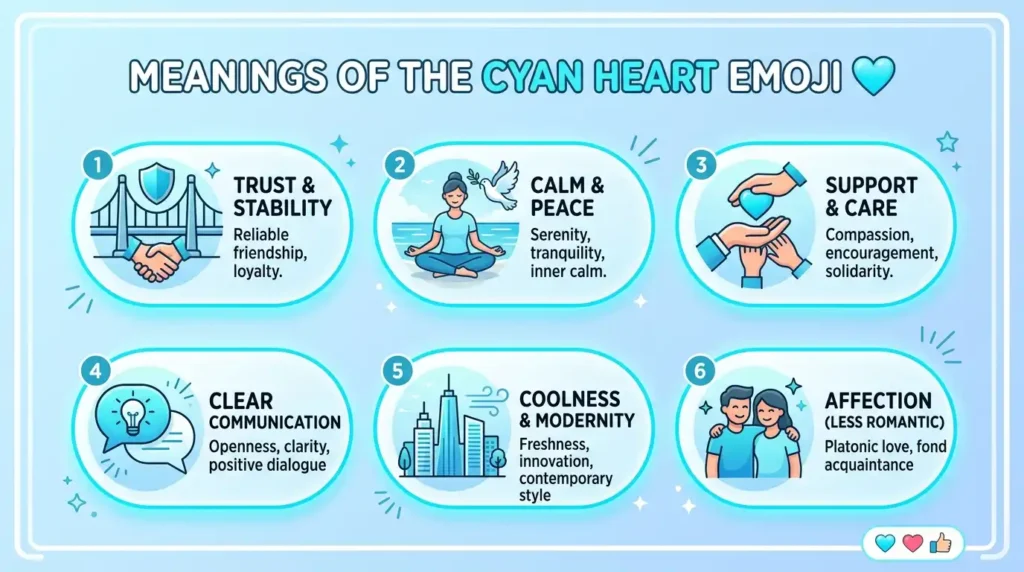 What do Cyan Heart Emoji mean?